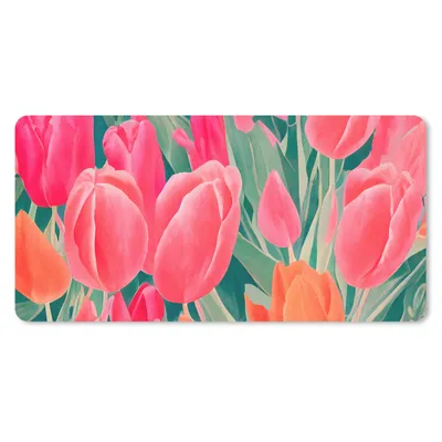 Produktbild von MuchoWow® Schreibtischunterlage Tulpen - Blumen - Rosa - Rot - Kunst 80x40 cm - XXL Mauspad - Gaming Mauspad