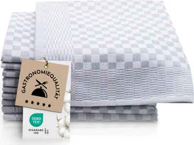 Produktbild von 10er Set Geschirrtücher, 100% Baumwolle, 46x70 cm, saugstark, grau kariert