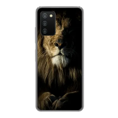 Produktbild von MuchoWow® Handyhülle Schutzhülle Hülle für Samsung Galaxy A03s Löwe - Licht - Schwarz Silikon Softcase Handy Hülle - Schutz