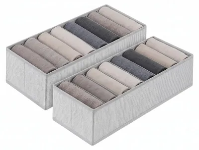 Produktbild von Aufbewahrungsbox Aufbewahrungsboxen für Schubladen Faltbare Stoffboxen aus Vliesstoff 2 St 22x51x11cm je 8 Fächer für Unterwäsche Socken Krawatten