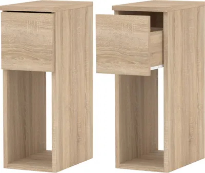 Produktbild von Nachttisch 2er SET 20x55x30cm - Nachttischschrank für Schlafzimmer - Nachtkommode mit Schubladen Beistellschrank Schlafzimmer Nachttisch Sonoam Eiche