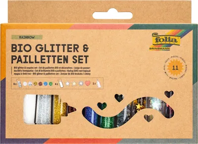 Glitzer & Pailletten Set RAINBOW, 10 Tuben + 90 g Kleber