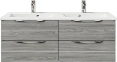 Produktbild von Pelipal Badmöbel-Set Sunline 300 BxHxT 132 x 49,9 x 48 cm Frontfarbe sangallo grau mit Waschtisch Mineralmarmor anthrazi