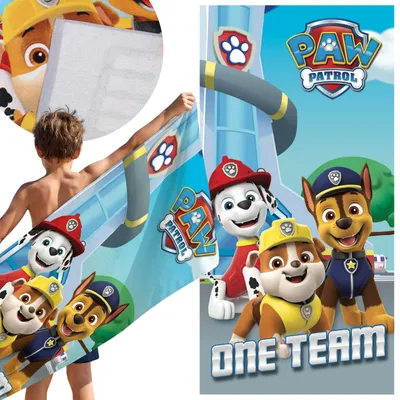 Produktbild von Paw Patrol, schnelltrocknendes Strand- und Badetuch für Jungen aus 100 % Baumwolle, 70 x 140 cm,