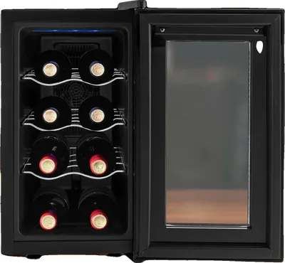 Zdjęcie produktu dla Chłodziarka do wina, pojemność 8 butelek, optymalna kontrola temperatury, czarna