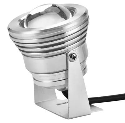 Produktbild von 12 V, 10 W, wasserdichte RGB-LED-Spotlampe für Aquarien, Fischbecken, Pools und Gärten – Unterwasserbeleuchtung, silberfarben