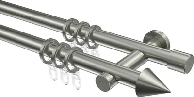 Produktbild von Interdeco Gardinenstange / Vorhangstange Edelstahl, Typ Perfecta Savio (Kegel), 20 mm Ø 2-läufig, 200 cm