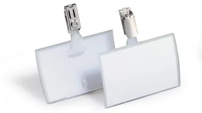 Zdjęcie produktu dla DURABLE Identyfikator CLICK FOLD rPP 54x90 mm z klipem, Przezroczysty, 821619, 25 szt.