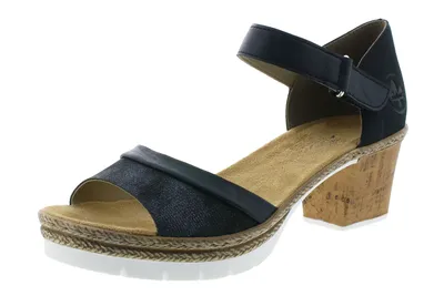 Produktbild von Rieker V29A6-14 Damen Sandaletten Plateau Sandalen geschlossene Ferse, Größe:42 EU, Farbe:Blau