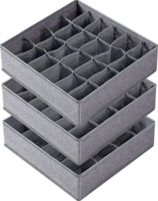 Produktbild von 3er-Pack Socken- und Unterwäsche-Organizer-Trennwände, 64 Schubladen-Organizer aus Stoff, faltbar