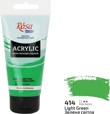 Image de Peinture acrylique vert clair 414, 75 ml - Rosa