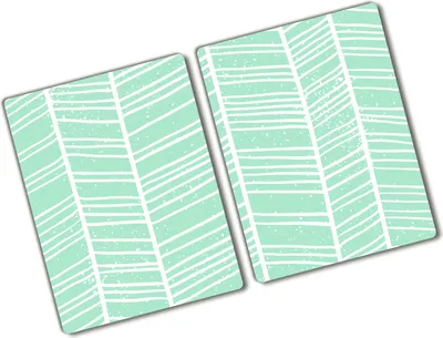 Produktbild von Tulup Glas Herdabdeckplatte - 2x40x52 cm - Glaskeramikkochfeld-Abdeckung Spritzschutz Glasabdeckplatte Kochplattenabdeckung und Schneidebrett - Zweiteilig - Sonstige - Fischgrätenmuster - Grün