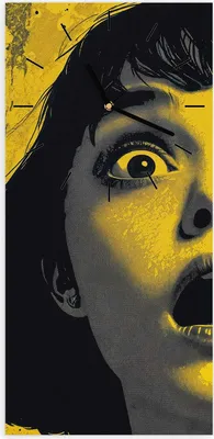 Produktbild von Wanduhr aus Glas mit Motiv Schreiendes Portrait- 30 x 60 cm - inkl. Aufhängesystem