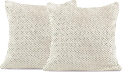 Produktbild von 2 Stück Kissenhüllen Fleece kuschelig weich zarte Prägung Beige
