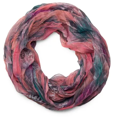 Produktbild von styleBREAKER Damen Loopschal Feder Muster Batik Style | leichter Schlauchschal mit Crash Crinkle Optik | weiches Halstuch für Frühling und Sommer
