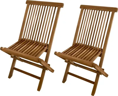 Image de Axi Mina Ensemble De 2 Chaises De Jardin Pliantes En Bois De Teck | Assises Pour Terrasse / Balcon / Extérieur | 59 X 46 X 89 Cm