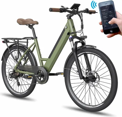 Produktbild von Fatbike Damenfahrrad mit App Bike 26 Zoll, 250W E Fahrrad Herren Elektrofahrrad, 42N.m Mountainbike mit Akku 36V/10AH Shimano Pedelece Bike Damen 120kg IP54