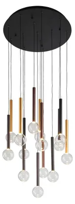 Zdjęcie produktu dla Lampa wisząca LED 14 źródeł światła Alinos czarna 58W biała ciepła 4410lm metal wym:200x62x62cm IP20 Italux
