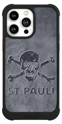 Produktbild von NIVOCASE Hülle für Apple iPhone 14 Pro Max  Stoßfeste Handyhülle NIVOmax Case Schwarz Beton FC St. Pauli Logo