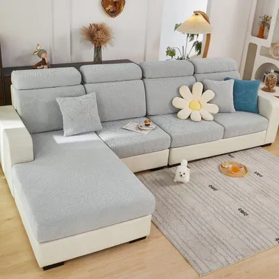 Obrázok produktu pre Poťah na sedák pohovky, elastický, svetlosivý, pre dvojposadovú pohovku, dĺžka 100-125 cm
