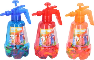 Zdjęcie produktu dla Pompka do bomb wodnych + bomby 100szt mix kolorów plastik 30cm