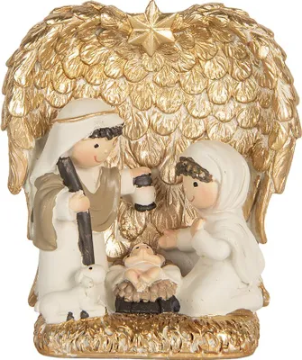Obrázok produktu pre Clayre & Eef Vianočná dekorácia postieľka 12x6x13 cm plast zlatej farby