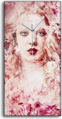 Produktbild von Küche Wohnzimmer Wand Leinwand Uhr 30x60 Wand Kunst Frauenporträt Rosa Mode - weiße Hände