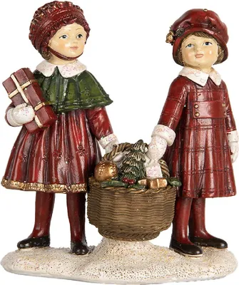 Image de Décoration de Noël pour enfants, résine, 11x6x12 cm, rouge, Clayre & Eef, référence 6PR5678