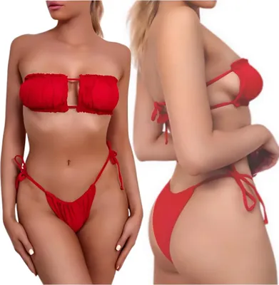 Zdjęcie produktu dla Kostium kąpielowy dwuczęściowy strój mini bikini stringi tanga modelujące M