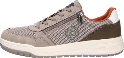 A side view of a gray bugatti sneaker.