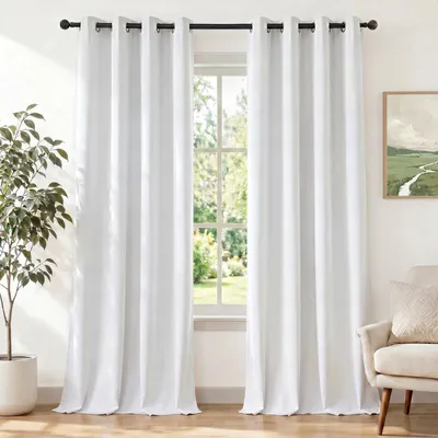 Productafbeelding van Gordijnset van 2 - 140 x 160 cm - Wit - Verduisterend
