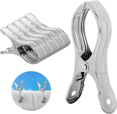 Produktbild von Strandhandtuchclips 6 Stück - Extra große, winddichte Edelstahlclips