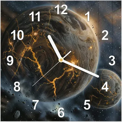 Produktbild von Wanduhr aus Glas mit Motiv Drei Welten- 30 x 30 cm - inkl. Aufhängesystem