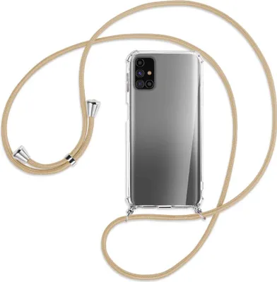 Produktbild von Handykette Backcover-Schutzhülle mit Band (Metall silberfarben) für Samsung Galaxy M31s - caramel