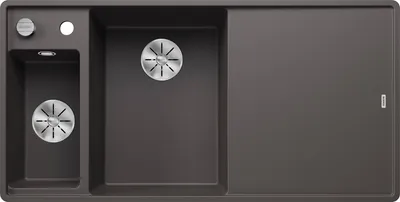 Produktbild von BLANCO AXIA III 6 S-F, SILGRANIT® PuraDur®, felsgrau, Becken links, mit Glasschneidbrett