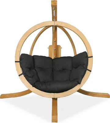 Produktbild von KONSIMO Hölzerner Hängesessel mit Gestell "HIGLO", dunkelgrau, Hölz, Modern Design, 230x183x130 cm