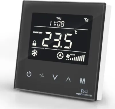 Obrázek produktu pro Termostat pro ventilátorové jednotky, černý, pro dvouvodové potrubí, Z-Wave, dotykový panel