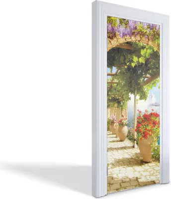 Produktbild von Türfolien Design Selbstklebende Wandsticker Türtapeten - Mediterraner Garten - 85 x 205 cm