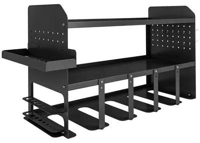 Obrázok produktu pre Organizér na záhradné náradie – 2-poschodový s háčikmi | Farba: Čierna | Rozmery: 61,8 x 23 x 32,7 cm