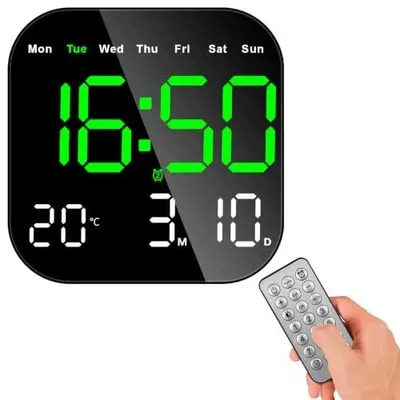 Zdjęcie produktu dla Zegar ścienny cyfrowy LED 10 cali pilot zdalny alarm