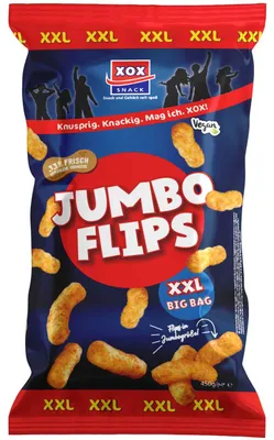 Immagine prodotto di XOX Party Jumbo Flips XXL, delizioso snack a base di mais e arachidi 450g