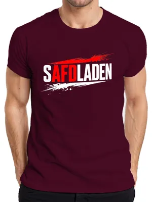Obrázek produktu pro Tričko s nápisem "SAFDLADEN", kritika politiky AfD, satirické, vtipné, sarkastické, pánské, barva: vínová, velikost: XXL