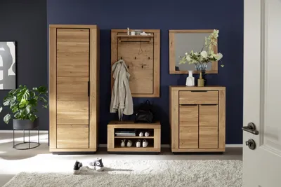 Produktbild von Garderoben-Set >Greno< (5-teilig) Massivholzfront - Teilmassiv - 230x200,5x40 (BxHxT)