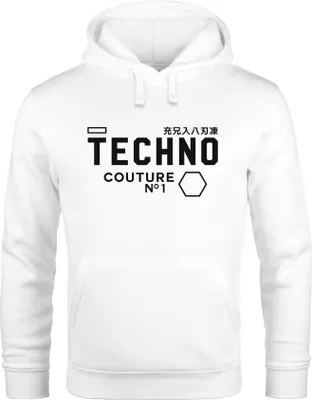 Produktbild von Techno Kapuzen-Pullover Hoodie Herren Männer Neverless® weiß XL