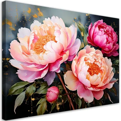 Immagine prodotto di Quadro su tela, Cucina Moderna Peonie Fiori - 100x70