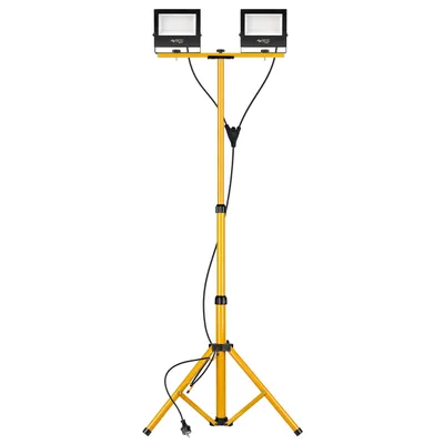 Obrázok produktu pre Stavebné svietidlo MasterLED s dvojitým statívom, 2x50 W, 8000 lm, neutrálna biela, 4500 K, IP65, pracovné svietidlo, osvetlenie staveniska, žltá