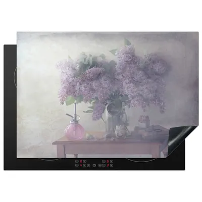 Produktbild von KitchenYeah© Herdabdeckplatte Blumen - Tisch - Stilleben , 75x52cm, Küche Deko, Glaskeramikkochfeld Herdabdeckung, Abdeckplatte fùr Kochfeld