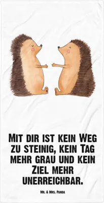 Produktbild von Mr. & Mrs. Panda Badehandtuch Igel Liebe - Weiß - Geschenk, Großes, Verliebt, Strandtuch, Duschtuch, Handtuch, Strandlaken, Freundin, Verheiratet, Hochzeitstag