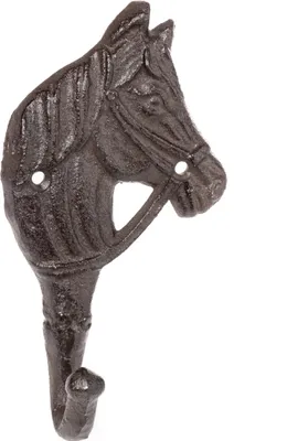 Produktbild von 1 x Haken Pferdekopf aus Gusseisen 9 x 4 x 17 cm  - Kleiderhaken Garderobenhaken Wandhaken Haken aus Gusseisen - Wandhaken Pferde
