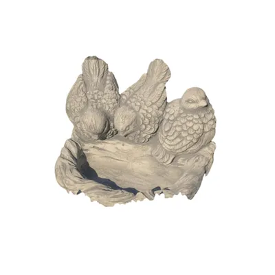 Produktbild von Vogelbad mit 3 Vögel aus Steinguss Neu Vogeltränke Groß für den Garten, die Terrasse oder den Innenhof Tierfigur Steinfigur JA-109